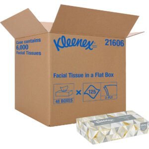 Kleenex Facial Tissue, 2-Ply, Flat Box, 125 Tissues, 48 ct