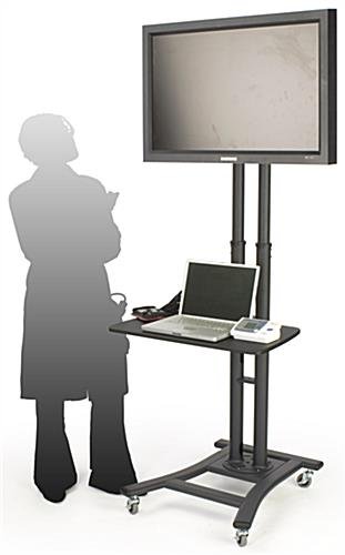 LCD TV Stands w/ 28" Shelf, Fits Monitors 32 to 70 inches, Height-Adjustable – Black - Image 4