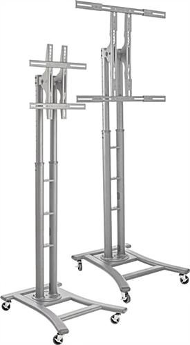 LED TV Stand with Wheels, Fits Monitors 32 to 65", Height Adjustable –Silver - Image 2