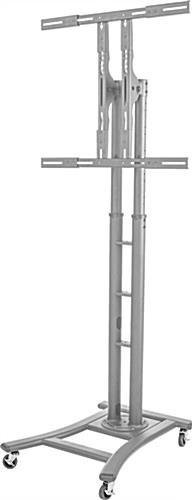 LED TV Stand with Wheels, Fits Monitors 32 to 65", Height Adjustable –Silver - Image 3