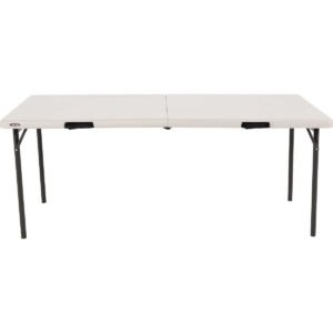 Lifetime Commercial Fold-In-Half Table, 72"L x 30"W x 29"H, Almond