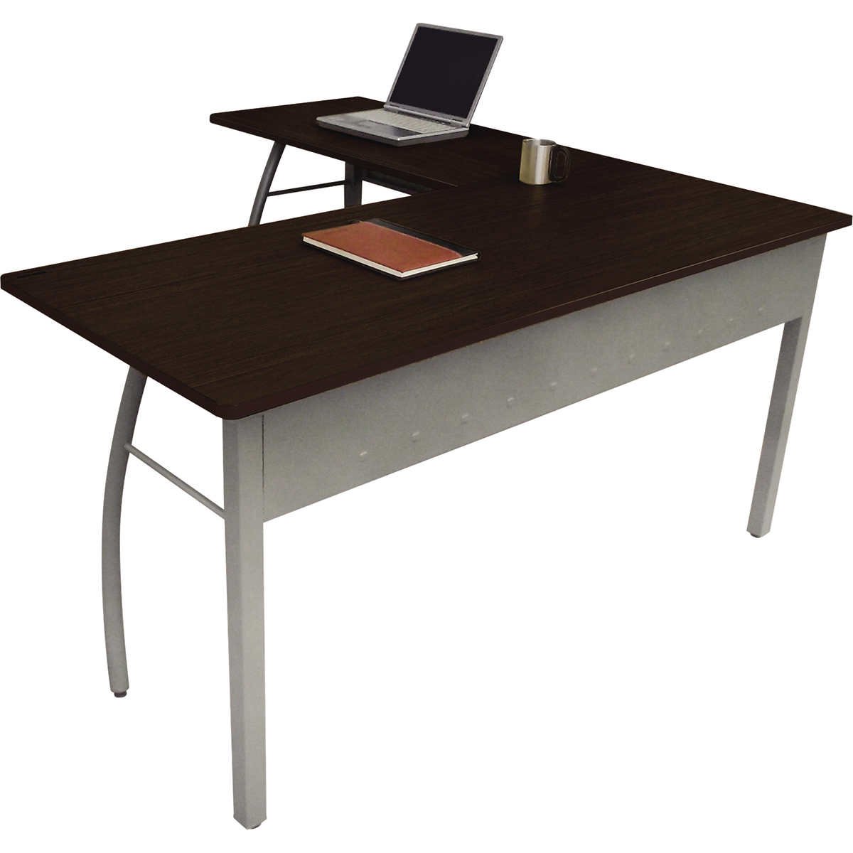 Linea Italia Trento L-Shaped Desk, 59-1/8"L x 59-1/8"W x 29-1/2"H, Mocha - Image 2