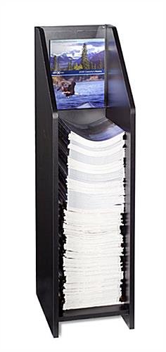 Literature Stand for Floor Fits 9 x 12 Magazines, with Separate Header Area - Black
