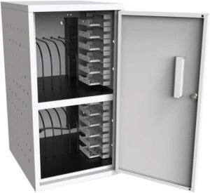 12 Capacity Secure Tablet Charging Box with mounting hardware for drywall Surfaces Included.