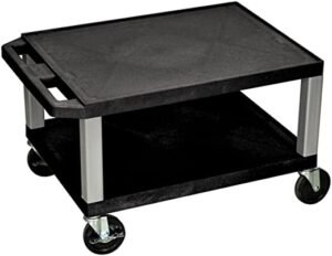 16"H AV Cart - Two Shelves - Nickel Legs