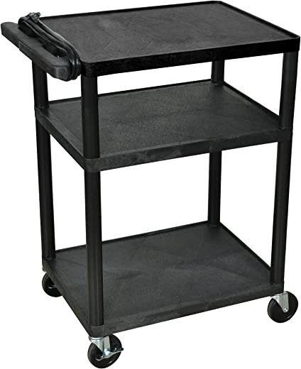 3-Shelf A/V Cart, Black (LP34E-B)