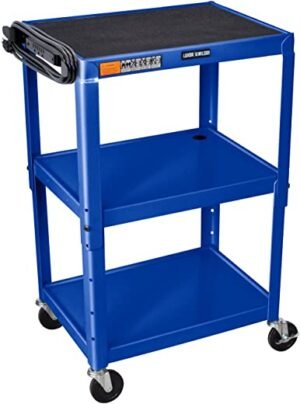 AVJ42-RB Adjustable Height Steel Cart, 42" H Table, Royal Blue