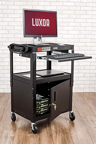 AVJ42KBC Adjustable Steel A/V Cart - Cabinet with Pullout Trays - Image 2