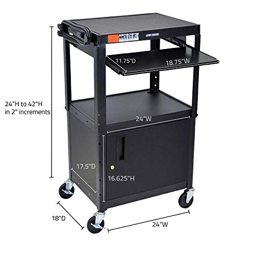 AVJ42KBC Adjustable Steel A/V Cart - Cabinet with Pullout Trays - Image 5