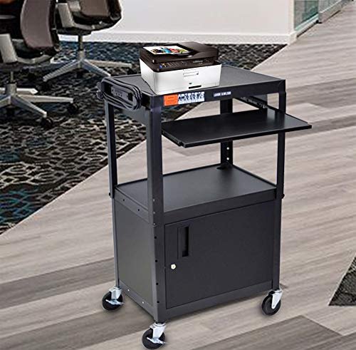 AVJ42KBC Adjustable Steel A/V Cart - Cabinet with Pullout Trays - Image 6