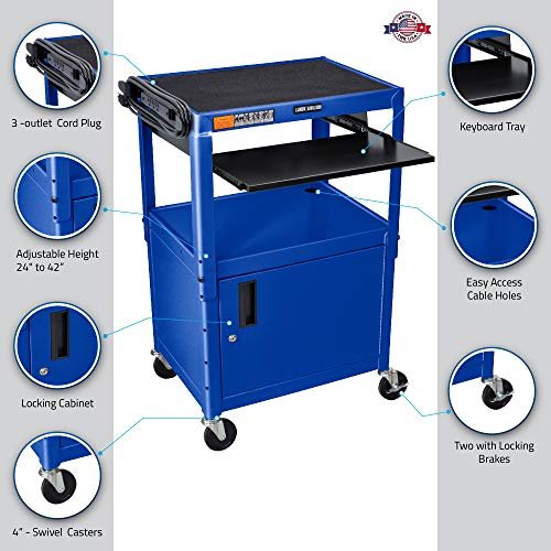 AVJ42KBC-RB Adjustable Height Steel Cart with Locking Cabinet, 400 lb - Image 2