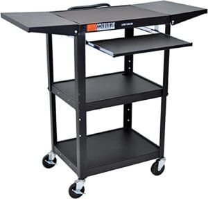 AVJ42KBDL Height Adjustable  Steel AV Cart with Pullout and Drop Leaf
