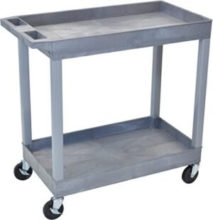 EC11-G Tub Storage Cart 2 Shelves - Gray , 32" x 18"