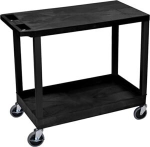 EC21-B Cart with 1 Tub Shelf with 1 Flat Shelf, 18" x 32", Black