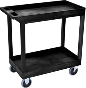 Hd High Capacity 2 Tub Shelves Cart in Black (EC11HD-B)