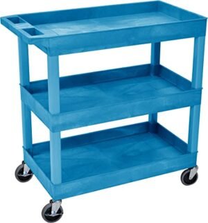 H.Wilson 32" x 18" Tub Cart, Three Shelves (EC111-BU), Blue