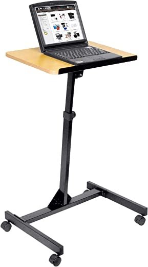 LX9128 Mobile Portable Floor Standing Height Adjustable Presentation Lectern, Oak