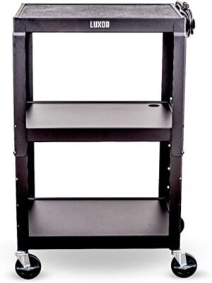 Multipurpose Adjustable Height Steel Audio Video Presentation Cart with 3 Shelves