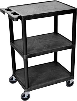 Multipurpose Storage Utility Cart 3 Shelves Structural Foam Plastic - Black