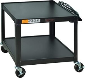Multipurpose W26E 2 Shelves Fixed Height Steel A/V Cart - 26" H, Black