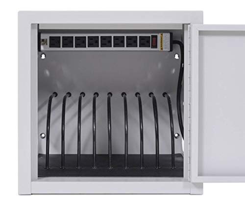 Office Clasroom Library 8 Tablet Wall / Desk Charging Station - Gray - Image 4