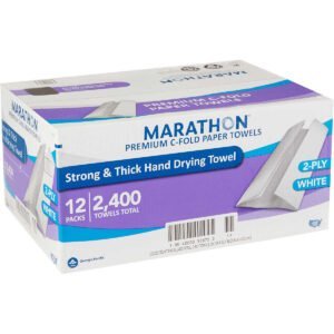 Marathon C-Fold Paper Towels, 2-Ply, White, 2400 ct