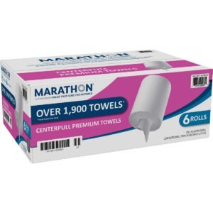 Marathon Centerpull Roll Towels, 1-Ply, Perforated, White, 6 ct