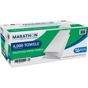 Marathon Multifold Paper Towels, 1-Ply, White, 4000 ct