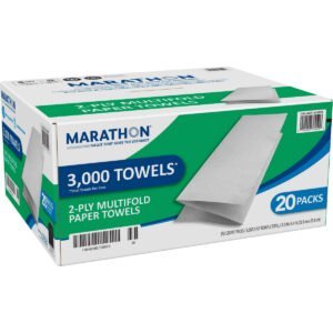 Marathon Multifold Paper Towels, 2-Ply, White, 3000 ct