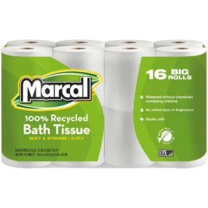 Marcal Small Steps 100% Recycled Bath Tissue, 2-Ply, 3.67" x 4.33", 168 sheets, 96 ct