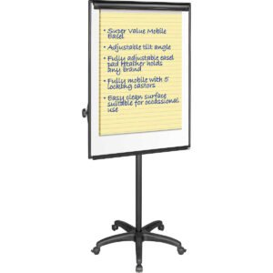 MasterVision Silver Easy Clean Dry Erase Mobile Presentation Easel, Black, 39"H x 27-1/2"W