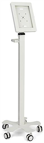 Max 10.5" Tablet Stand w/ Wheels, Adjustable Height, Tilting Enclosure - White - Image 2