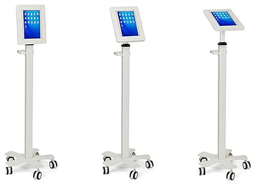 Max 10.5" Tablet Stand w/ Wheels, Adjustable Height, Tilting Enclosure - White - Image 8