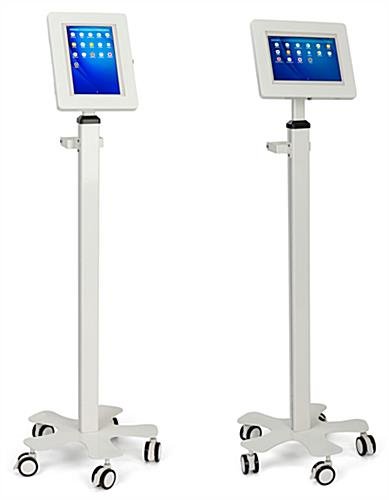 Max 10.5" Tablet Stand w/ Wheels, Adjustable Height, Tilting Enclosure - White - Image 9