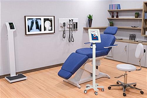 Max 10.5" Tablet Stand w/ Wheels, Adjustable Height, Tilting Enclosure - White - Image 10