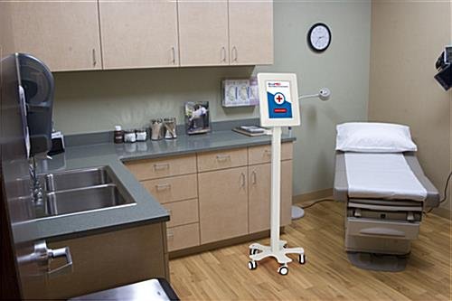 Max 12.9" Tablet Stand w/ Wheels, Adjustable Height, Tilting Enclosure - White - Image 10