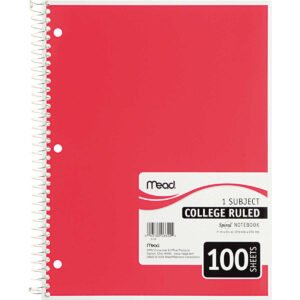 Mead 1-Subject Spiral Notebook, College Ruled, Assorted Colors, 11" x 8-1/2", 100 Sheets