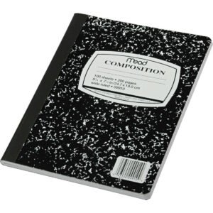 Mead Composition Notebook, Wide Ruled, White Paper, Marble Cover, 9-3/4" x 7-1/2", 100 Sheets