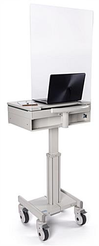 Medical Laptop Cart with Sneeze Shield, Acrylic, Screw-On - Clear