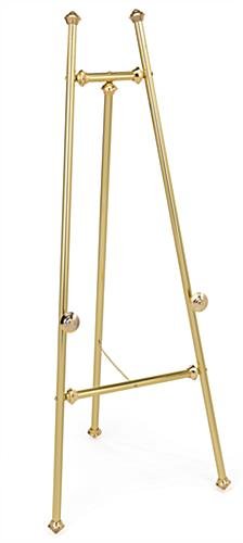 Metal Display Easel for Floor, Decorative Details, Fixed Pegs - Brass Finish