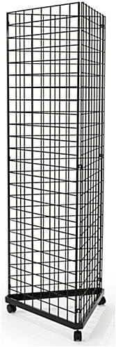 Metal Gridwall Gondola, 3-Sided Base, 24x72 Panels, Wheels - Black