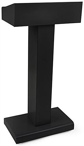 Metal Lectern for Floor, Pedestal Design with Open Storage, Steel - Black