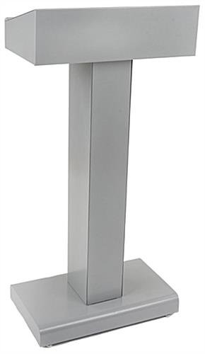 Metal Lectern for Floor, Pedestal Design with Open Storage, Steel - Silver