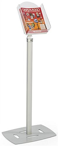 Metal Magazine Floor Stand, 8.5"w, Single Pocket, Adjustable - Silver