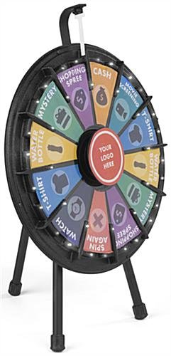 Mini Prize Wheel w/ 12 Slots, Lights, Printable Templates, Countertop - Black