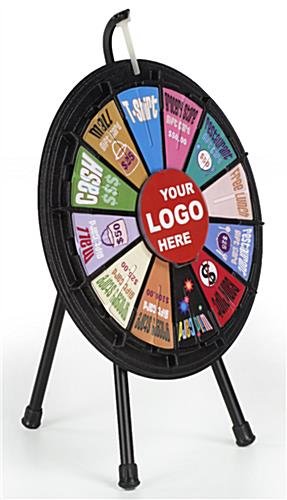 Mini Prize Wheel with 12 Slots & Printable Templates, Countertop - Black