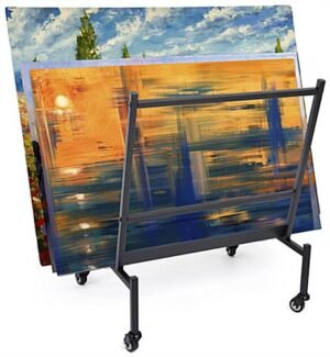 Mobile Art Display Rack, Holds Up to (50) 24" x 36" Art Protectors - Black