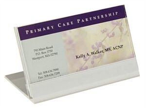 Name Plate Business Card Holder for Tabletops, Holds 1 Business Card - Silver