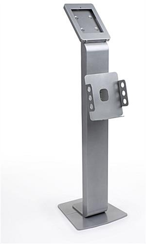 Navigator Plus Series iPad Floor Stand w/ Lock & Magazine Pocket – Silver