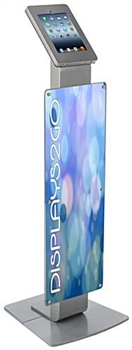 Navigator Plus Series iPad Floor Stand w/ Locking Enclosure & Custom Artwork - Silver - Image 2